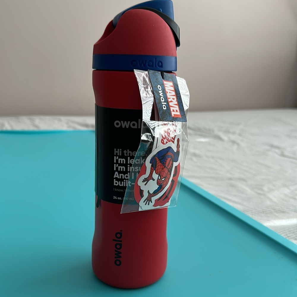 Owala Red and Blue Insulated Water Bottle spiderman themed with stickers - Picture 4 of 4